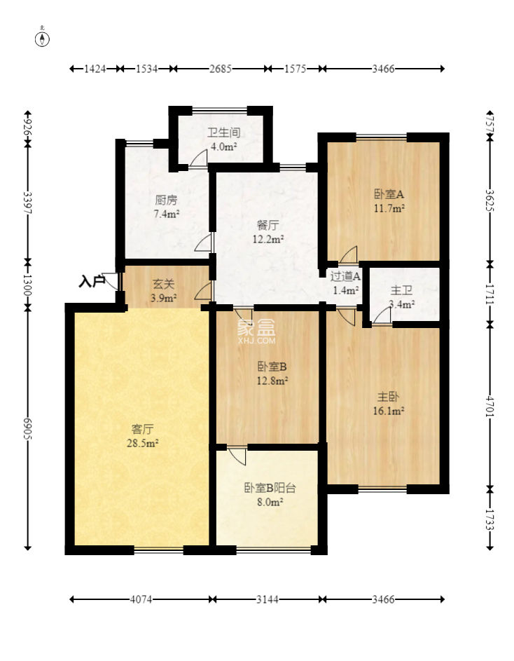 金星小区  3室2厅2卫   105.00万