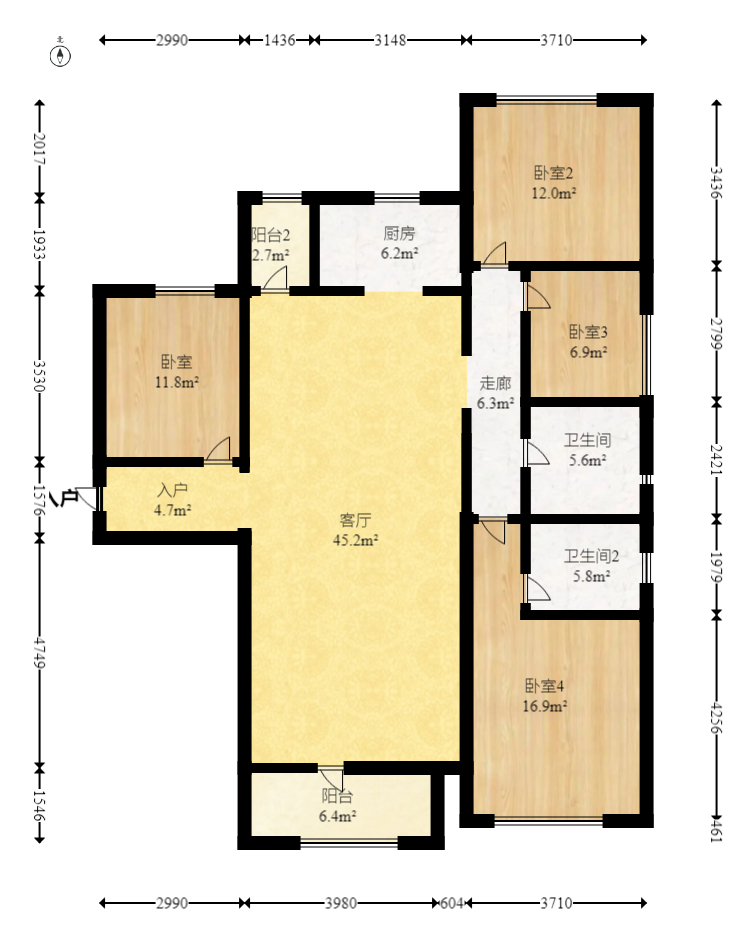映悦星府  4室2厅2卫    88.8万 映悦星府  4室2厅2卫    88.8万户型图