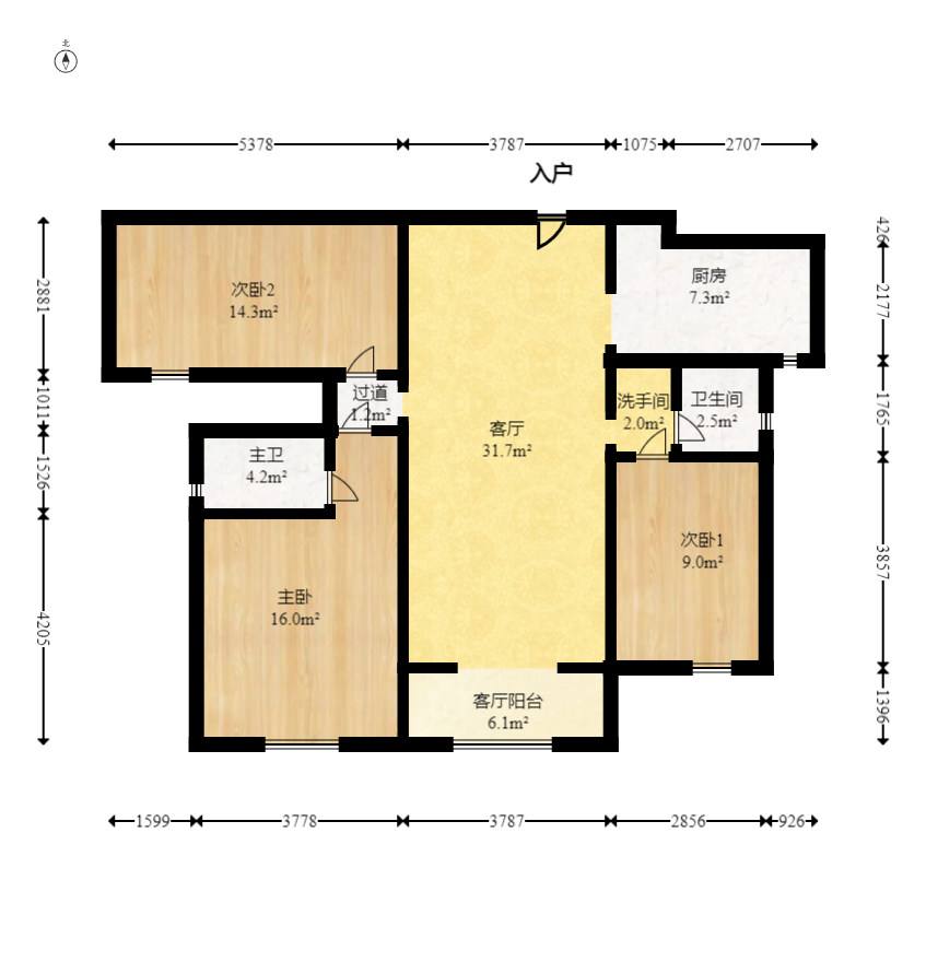 中建悦和城  3室2厅2卫   120.00万室内图1