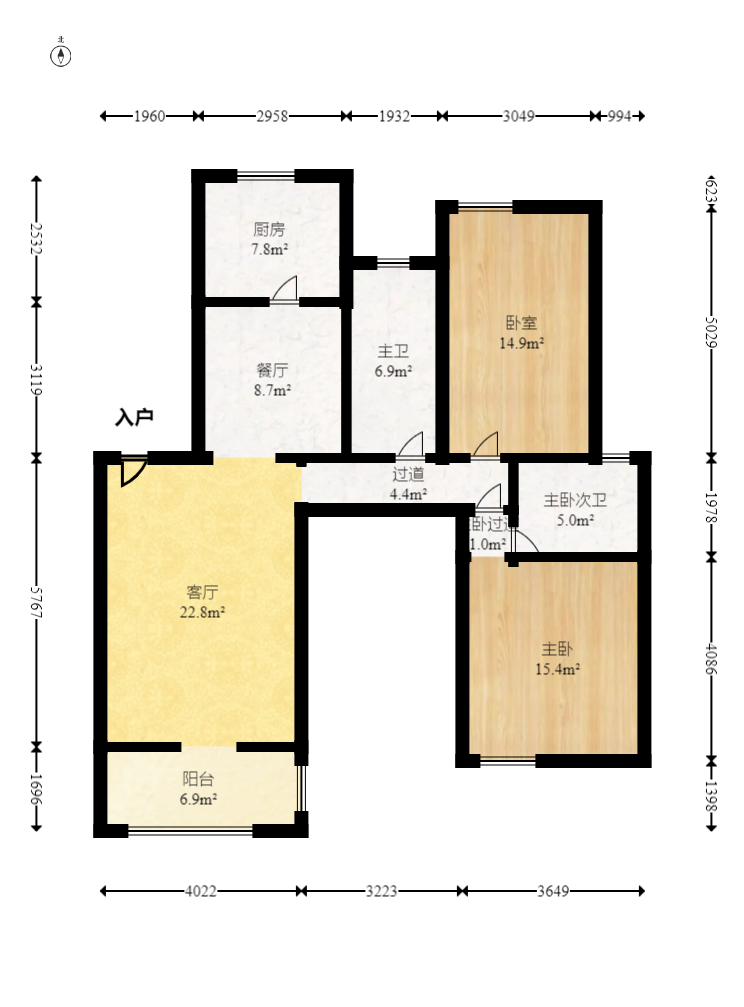山水湾 3室2厅1卫 78.8万 山水湾 3室2厅1卫 78.8万户型图