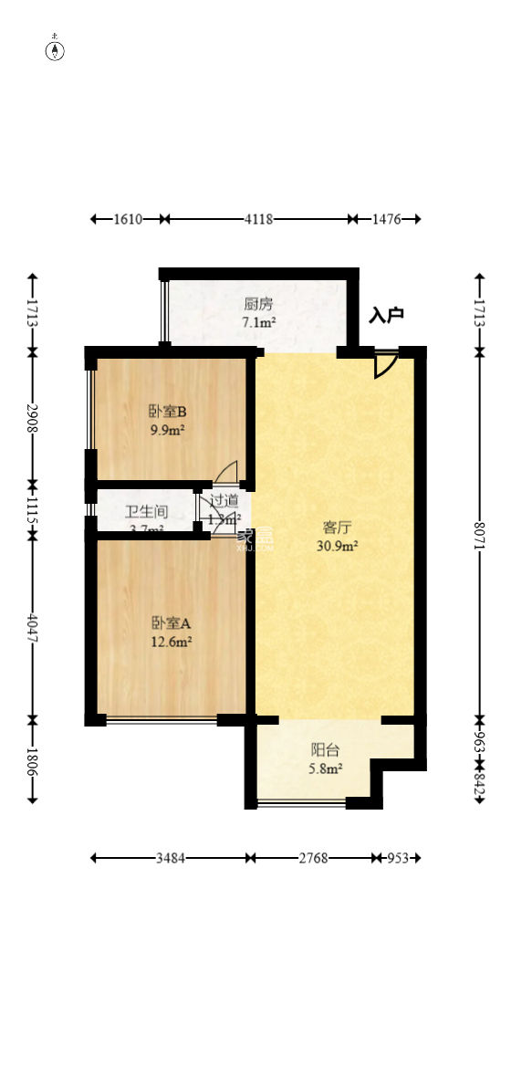 航天溪湖  2室2廳1衛(wèi)   85.00萬