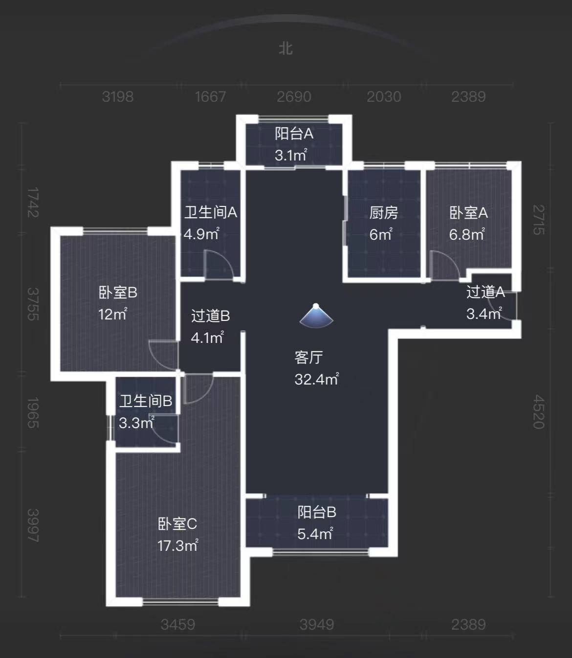 中泰财富湘江  3室2厅2卫   80.00万