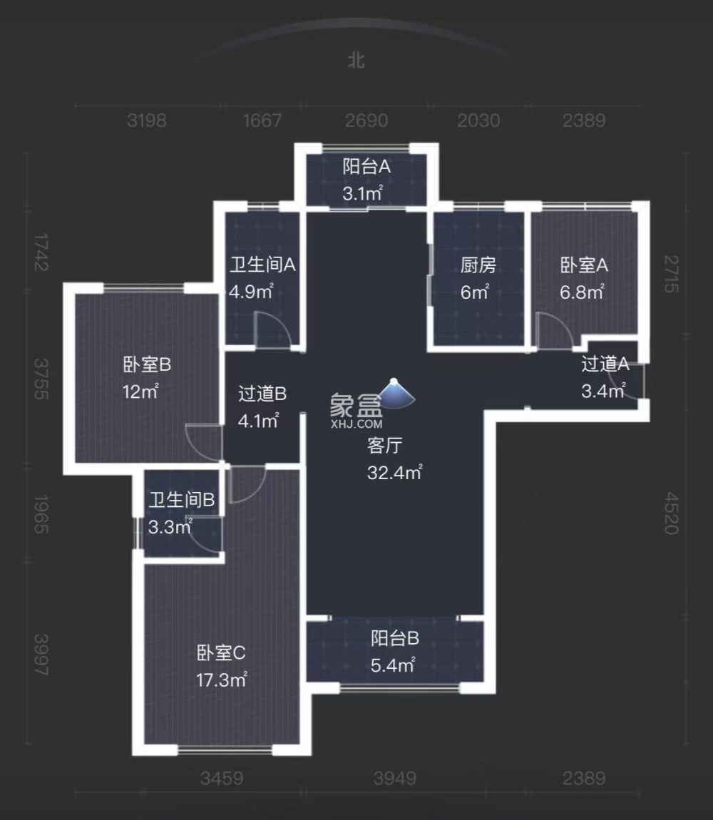 中泰财富湘江  3室2厅2卫   80.00万