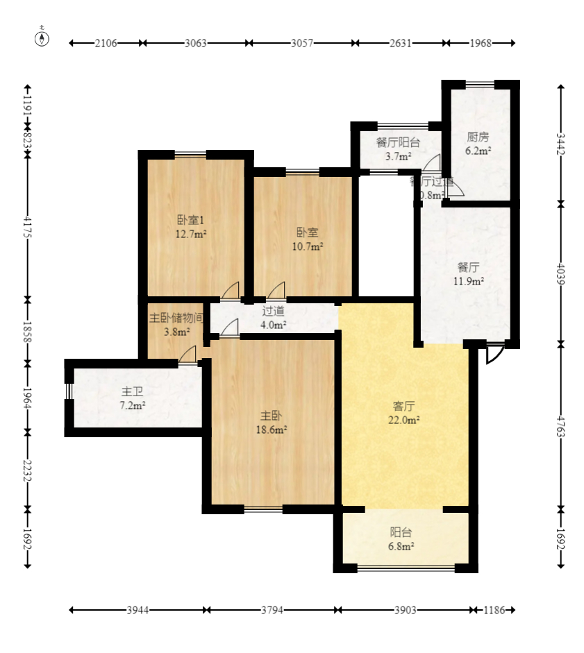长丰星城 3室2厅2卫 58.0万 长丰星城 3室2厅2卫 58.0万户型图