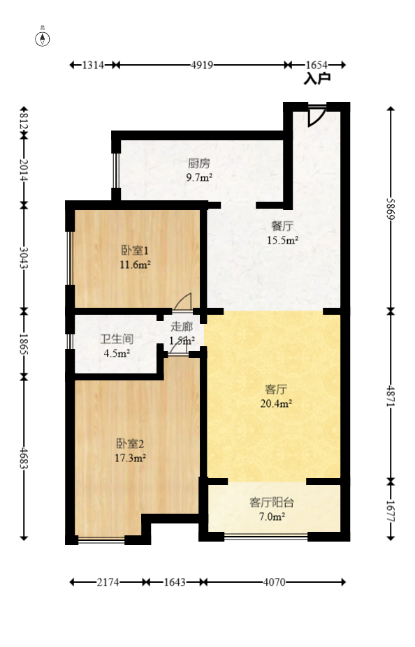 文景领秀  2室1厅1卫   80.00万室内图1