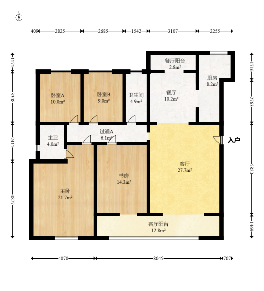 楓林美景  4室2廳2衛(wèi)    188.0萬室內(nèi)圖1