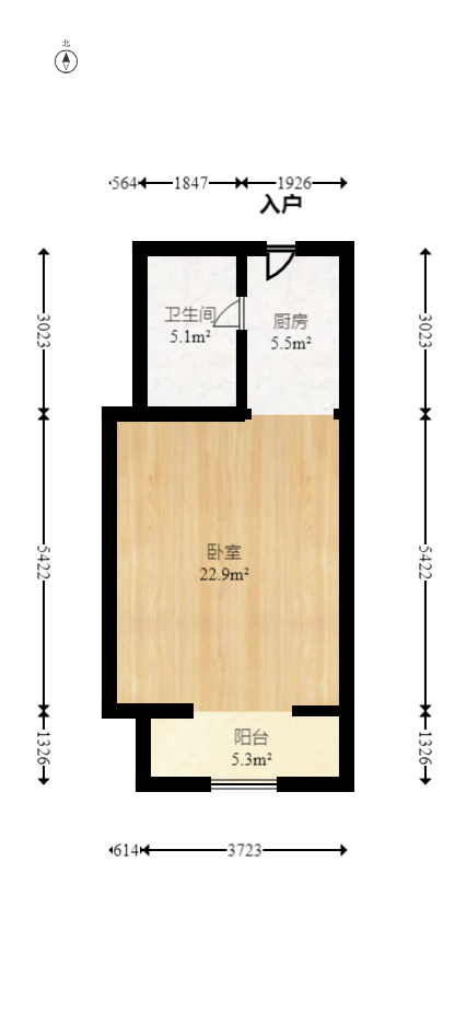 高升时代广场（冠铭商务中心）  1室1厅1卫   26.00万室内图1