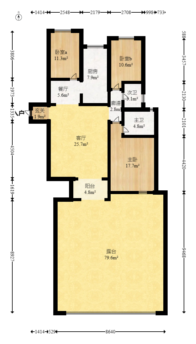 旭辉御府  3室2厅1卫   128.00万室内图1