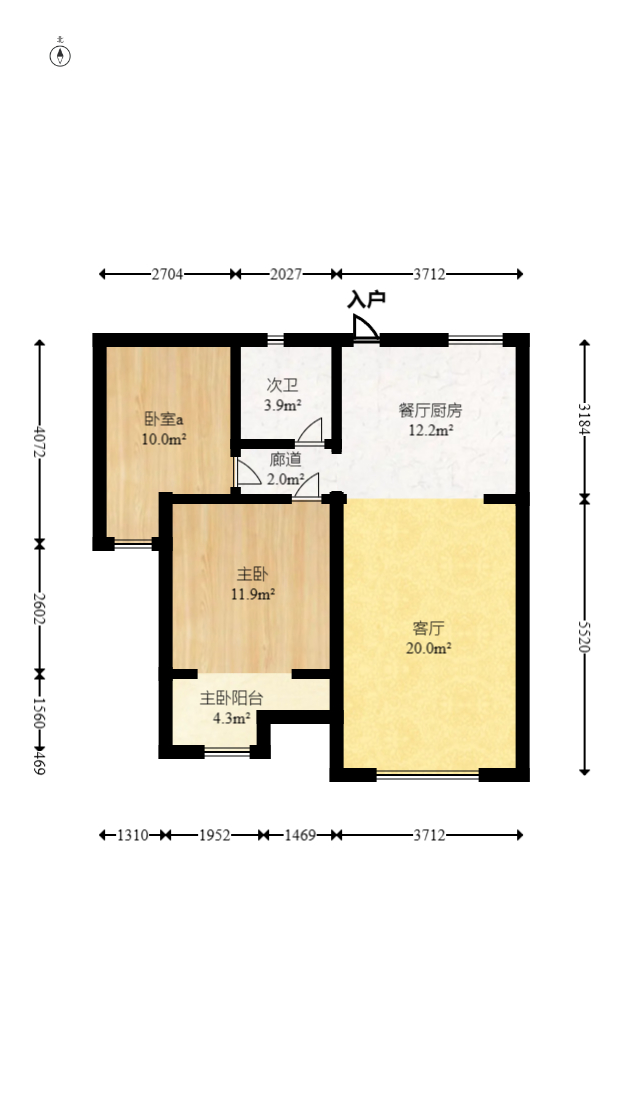 中国铁建梅溪青秀一期  2室2厅1卫   123.00万室内图1