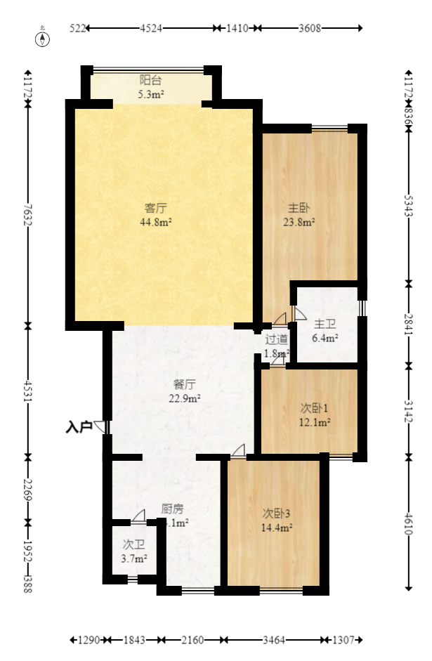 迴龙公寓(回龙公寓) 3室2厅1卫 181.0万 迴龙公寓(回龙公寓) 3室2厅1卫 181.0万户型图
