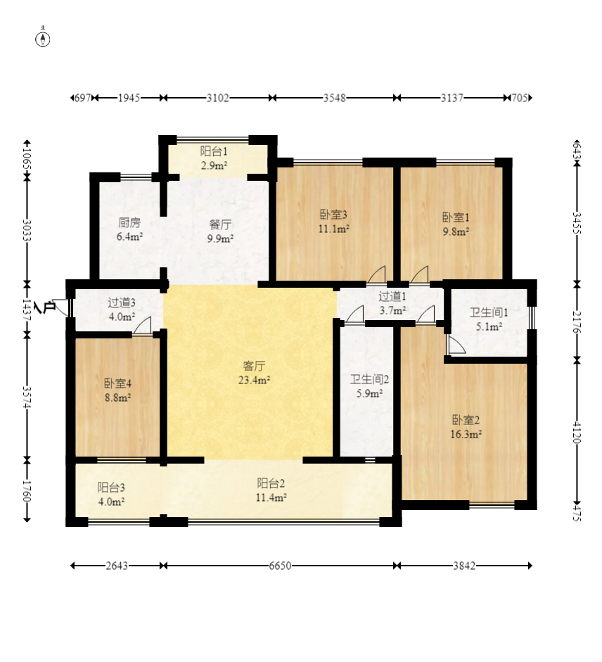 潤和濱江府  4室2廳2衛(wèi)    142.0萬室內(nèi)圖1