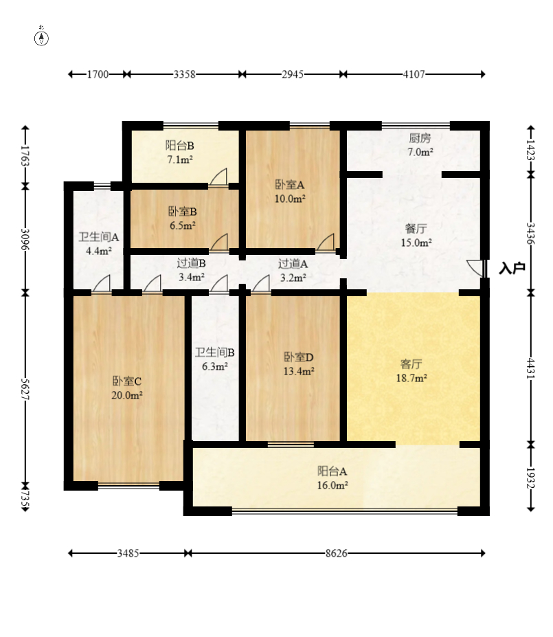 保利城(中航城国际社区、郡原美村) 4室2厅2卫 108.0万 保利城(中航城国际社区、郡原美村) 4室2厅2卫 108.0万户型图