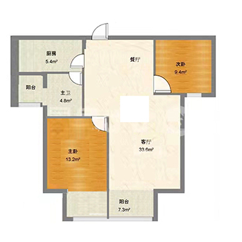 恒万城市广场  2室2厅1卫   65.00万室内图