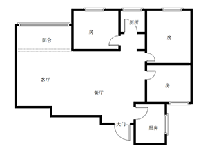 五环都会  3室2厅2卫   72.80万室内图