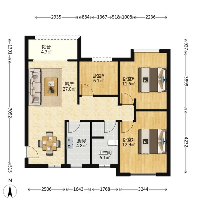 都市兰亭 3室2厅1卫 35.0万 都市兰亭 3室2厅1卫 35.0万室内图
