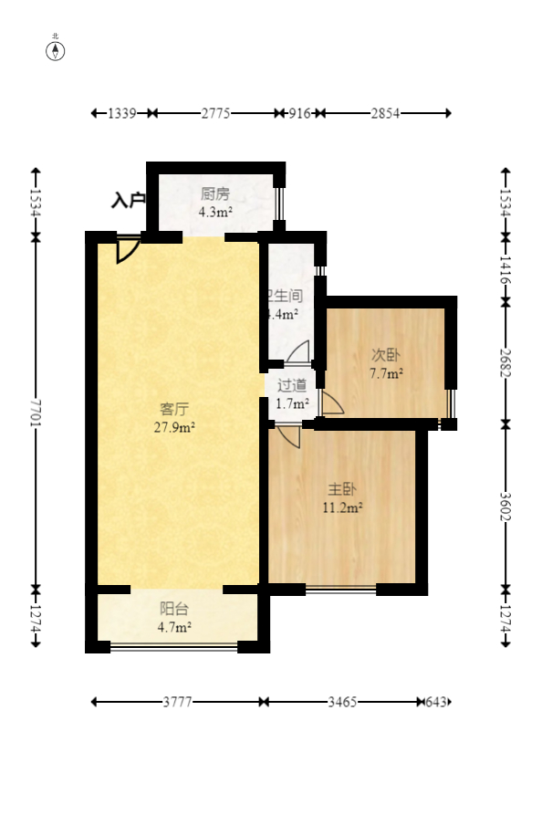 碧桂园威尼斯城  2室1厅1卫    50.8万室内图1