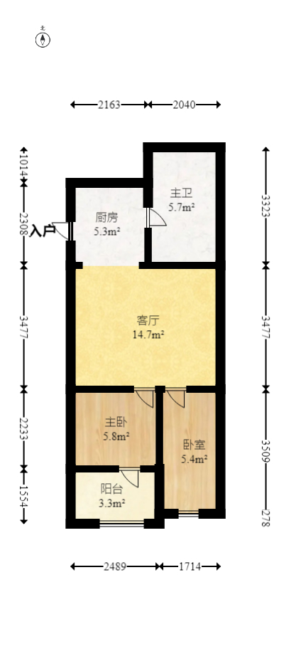 铂宫  2室1厅1卫   73.60万室内图1