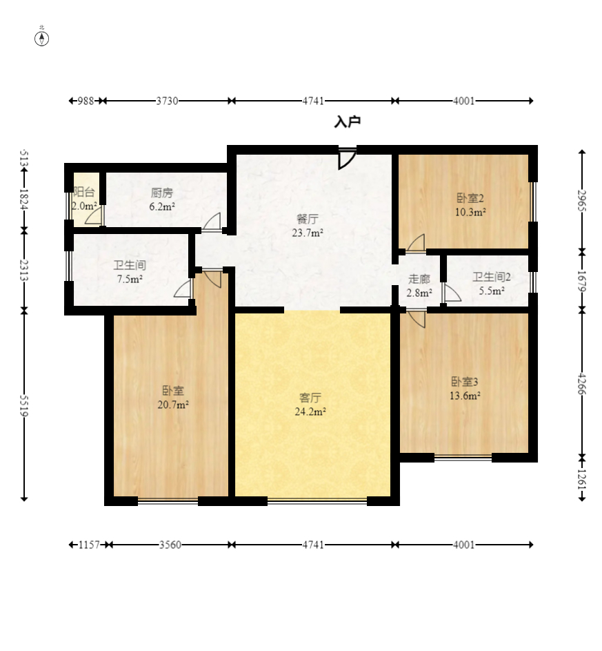 旭辉华庭 3室2厅1卫 82.0万 旭辉华庭 3室2厅1卫 82.0万户型图
