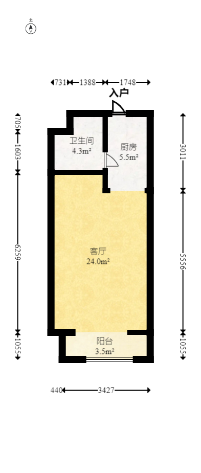 鑫远悦城（鑫远悦时代）  1室1厅1卫   39.00万室内图1