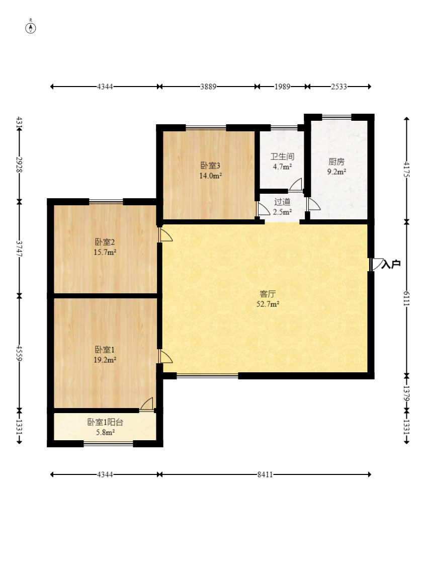 泰禹公馆  3室2厅2卫   86.50万室内图1