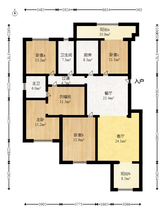 润和紫郡一期  4室2厅2卫   140.00万室内图1