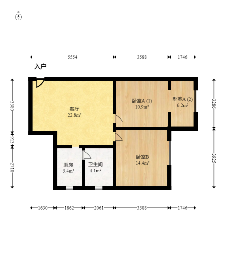 翡翠华庭  2室2厅1卫   58.00万室内图1