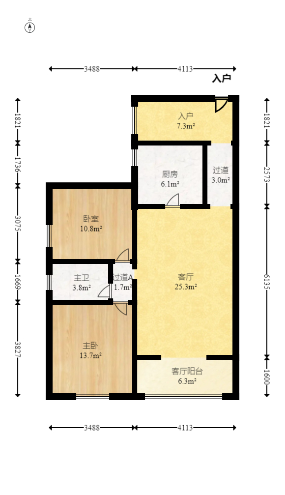 申湘宽境 2室1厅1卫 49.8万 申湘宽境 2室1厅1卫 49.8万户型图