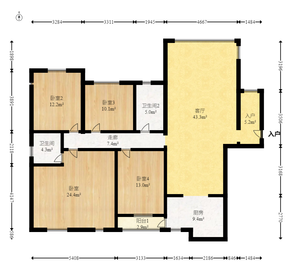 紫华郡 4室2厅1卫 98.0万 紫华郡 4室2厅1卫 98.0万户型图