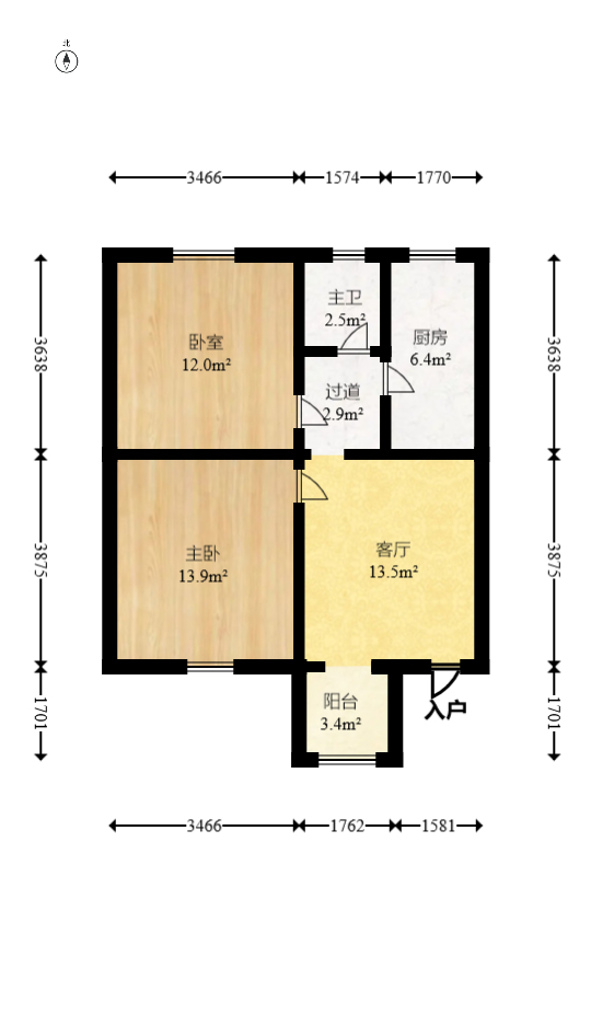 朝阳一、二村  2室1厅1卫   40.00万室内图1