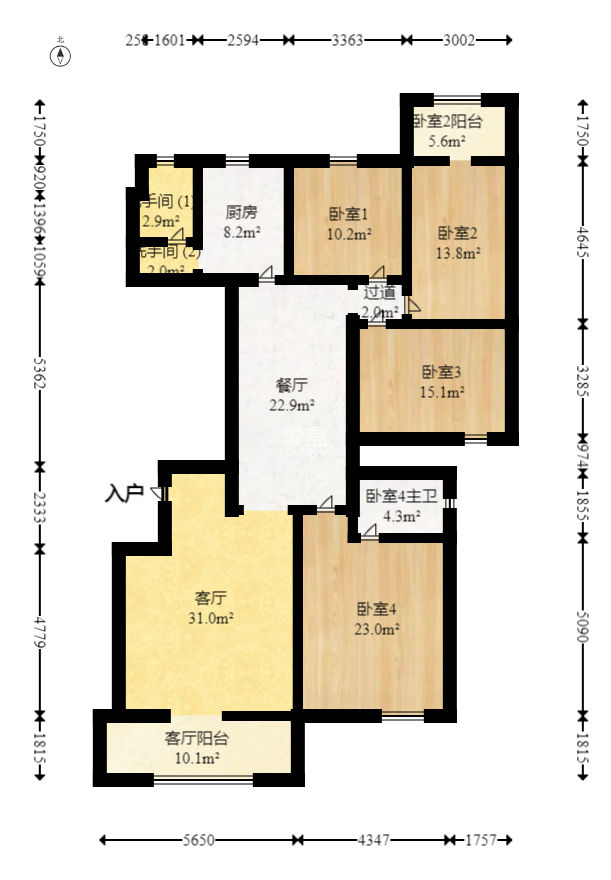 鸿景雅苑  4室2厅2卫    209.98万