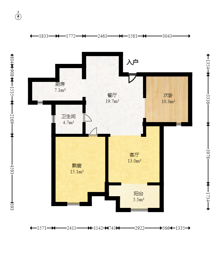 新城国际花都  2室2厅1卫   43.00万室内图1