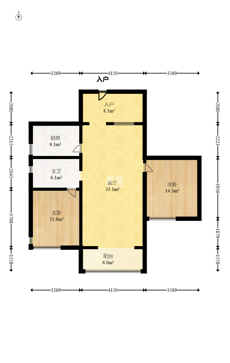 湘江世纪城映江苑  2室2厅1卫    60.0万