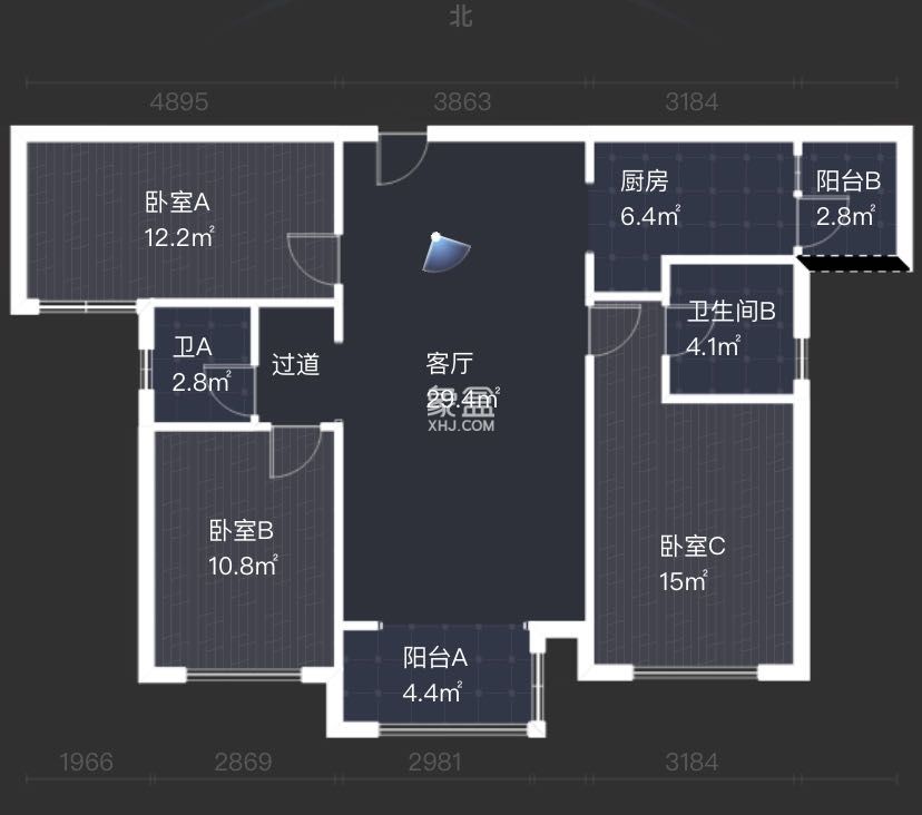 中泰财富湘江  3室2厅2卫   72.80万