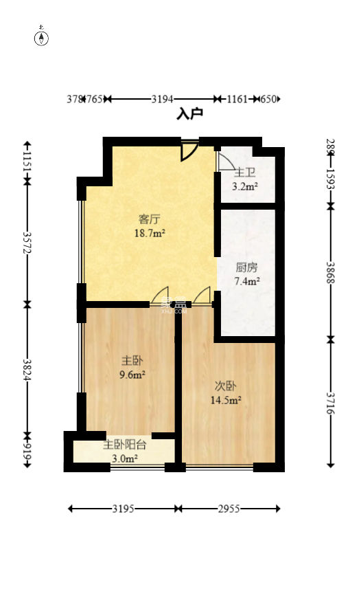北辰三角洲E3区  2室1厅1卫   74.00万