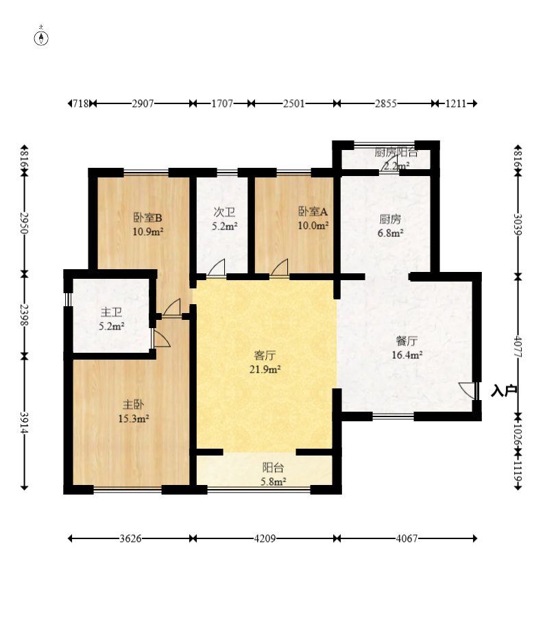 江山帝景雅典 3室2厅2卫 135.3万 江山帝景雅典 3室2厅2卫 135.3万户型图