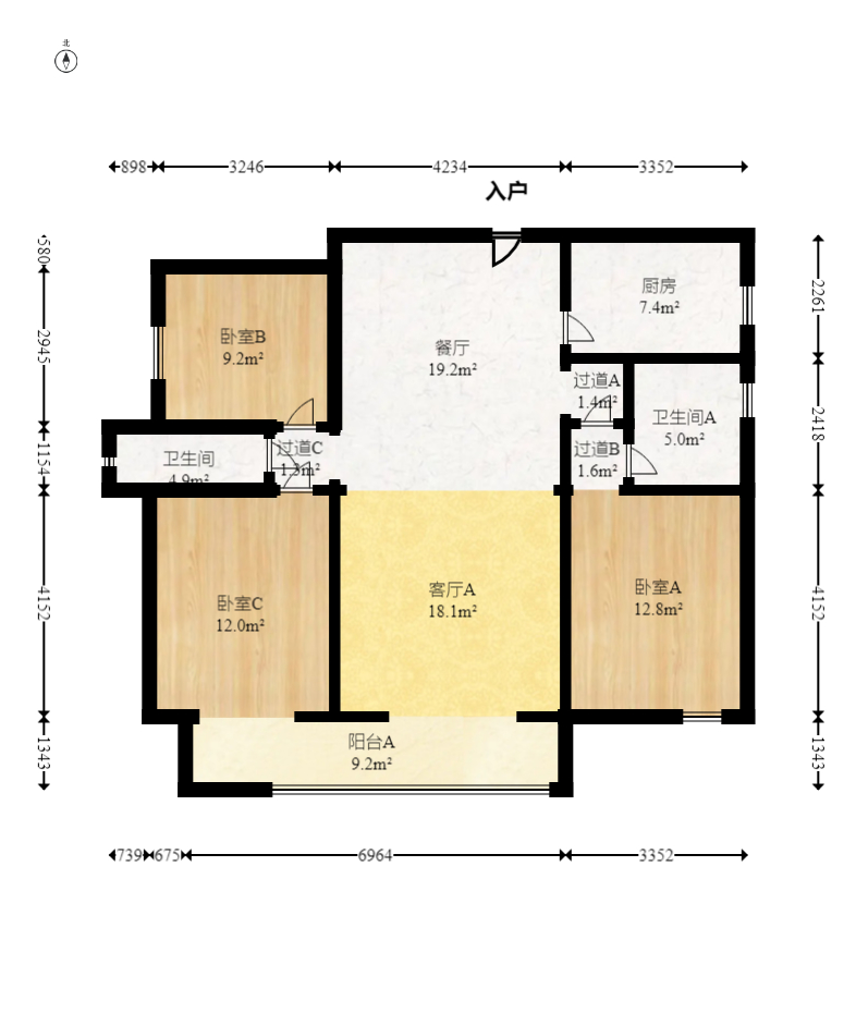 中建嘉和城凤凰台（中建瑞兴家园）  3室2厅1卫   135.00万室内图1