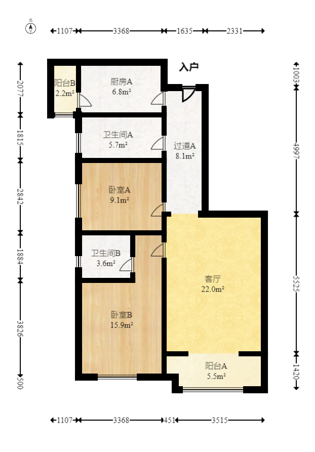 卓越蔚蓝城邦  3室2厅1卫   78.00万室内图1
