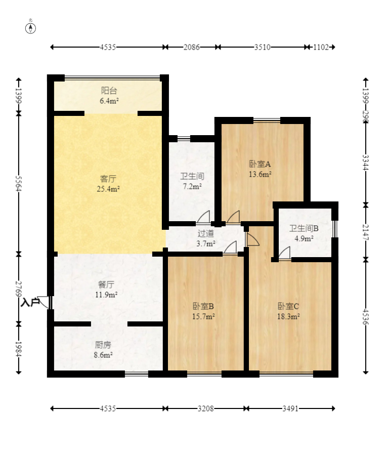理工大学职工单位房青年汇 3室2厅2卫 68.0万 理工大学职工单位房青年汇 3室2厅2卫 68.0万户型图