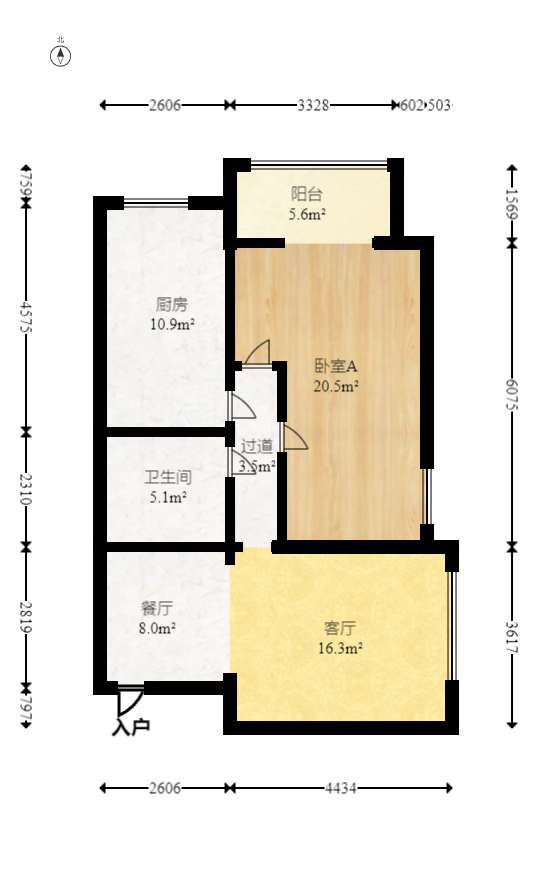 天域新都  2室1厅1卫   52.00万室内图1