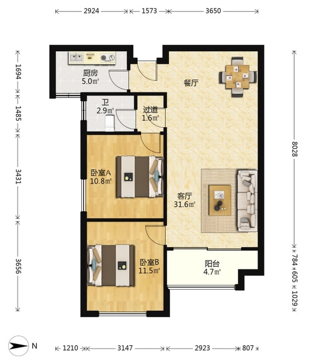 凯旋名门人民中路1006号 2室2厅1卫 33.8万 凯旋名门人民中路1006号 2室2厅1卫 33.8万室内图