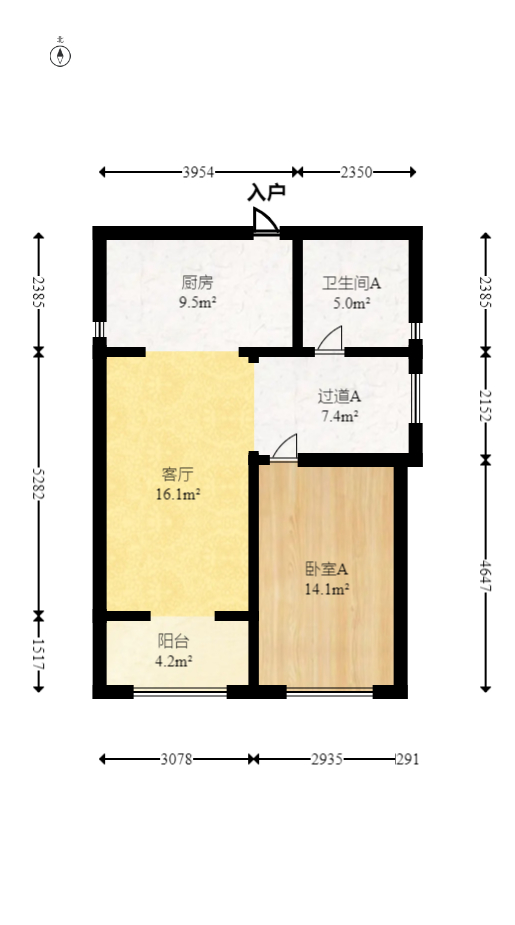 保利城（中航城国际社区、郡原美村）  1室1厅1卫   40.00万室内图1