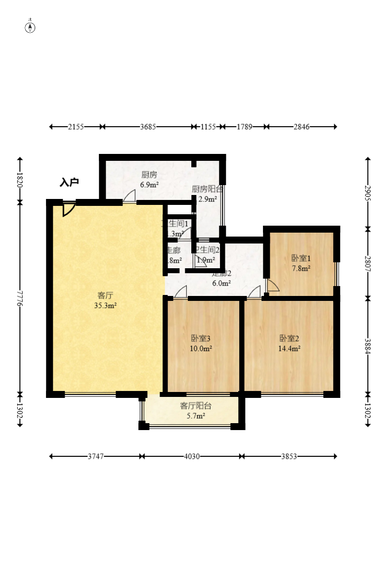 和庄 3室2厅1卫 78.5万 和庄 3室2厅1卫 78.5万户型图
