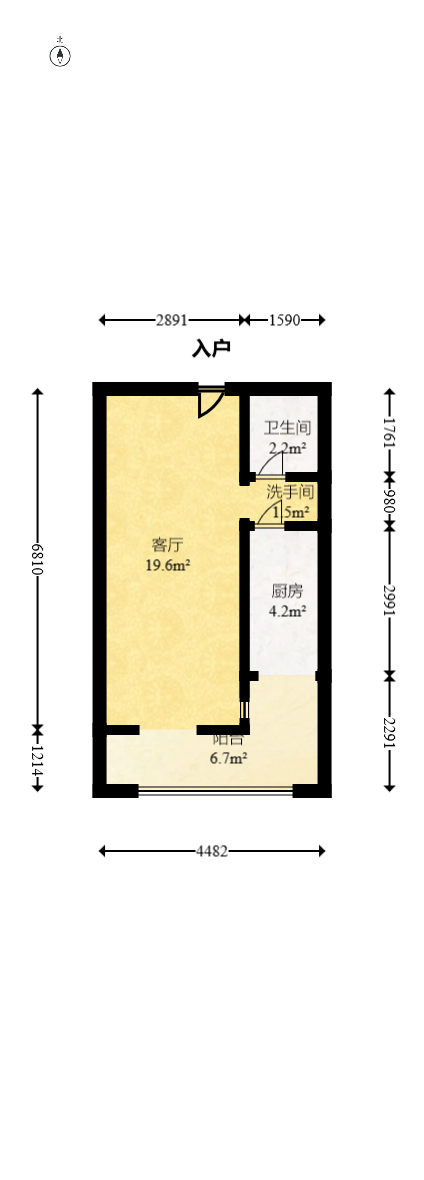 湖湾世景  1室1厅1卫   24.80万室内图1