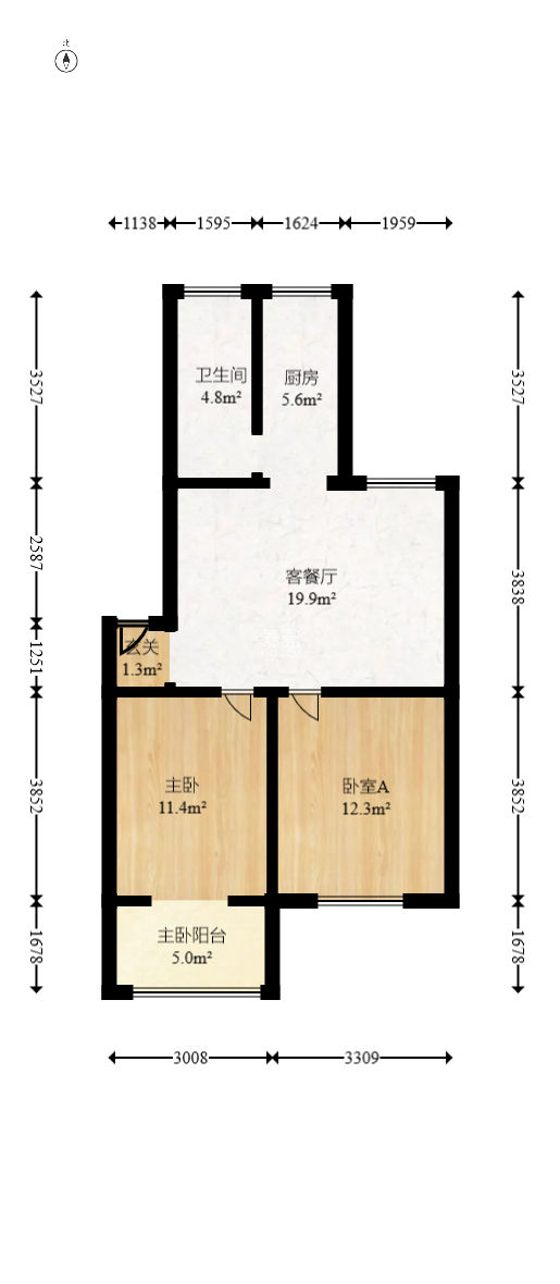 傘廠宿舍  2室1廳1衛(wèi)    84.88萬