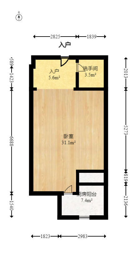 万博汇  1室1厅1卫   55.00万室内图1