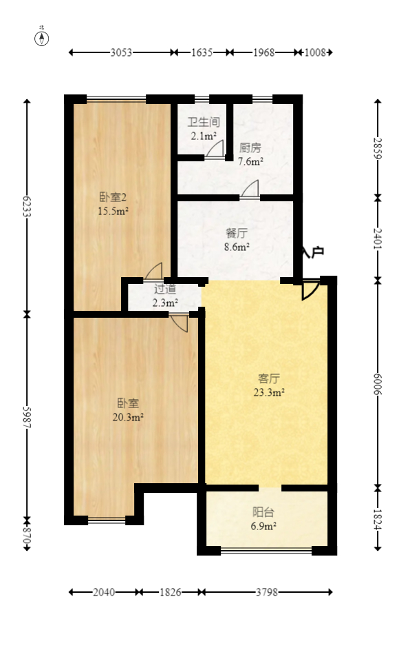 水木兰庭  2室2厅1卫   58.00万室内图1