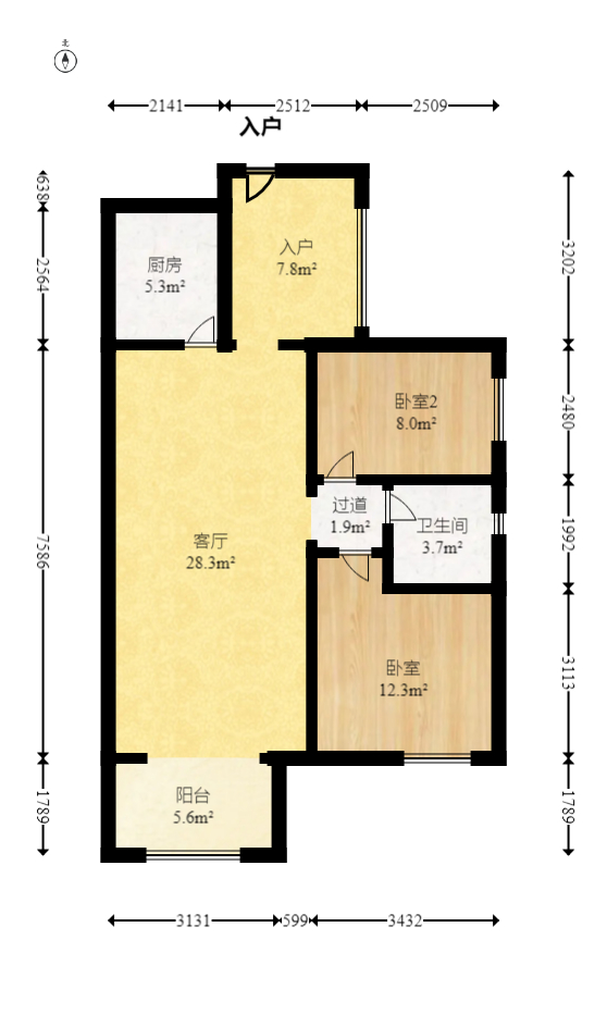 卓越蔚蓝海岸三期  2室2厅2卫   83.00万室内图1