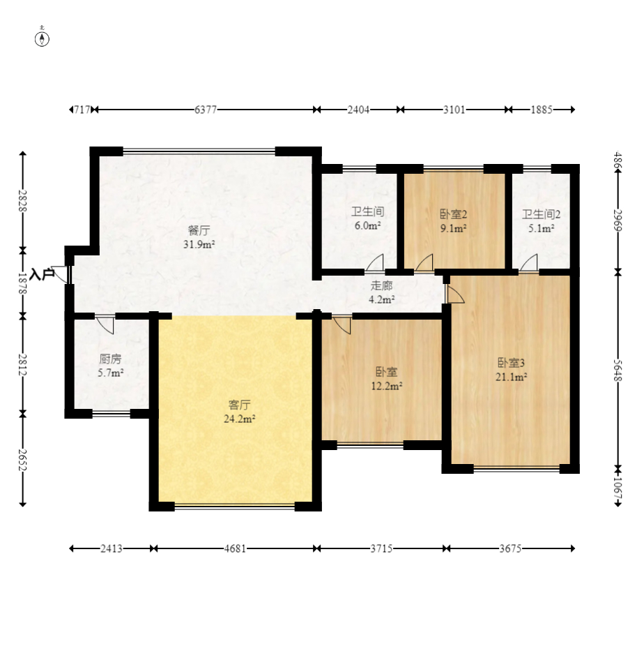 财汇新天地(财汇商务广场) 3室2厅2卫 89.0万 财汇新天地(财汇商务广场) 3室2厅2卫 89.0万户型图