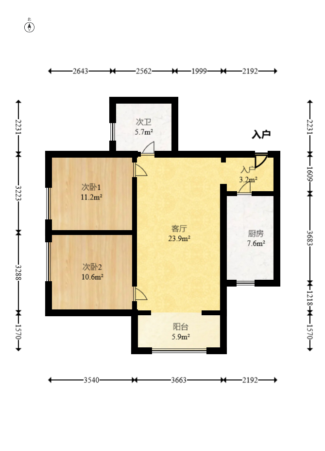 天鸿天府(天鸿中央大院) 2室2厅1卫 65.0万 天鸿天府(天鸿中央大院) 2室2厅1卫 65.0万户型图