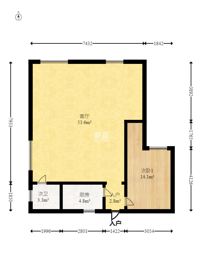 巧克力空间（建鸿达现代大厦）  2室2厅1卫   75.00万